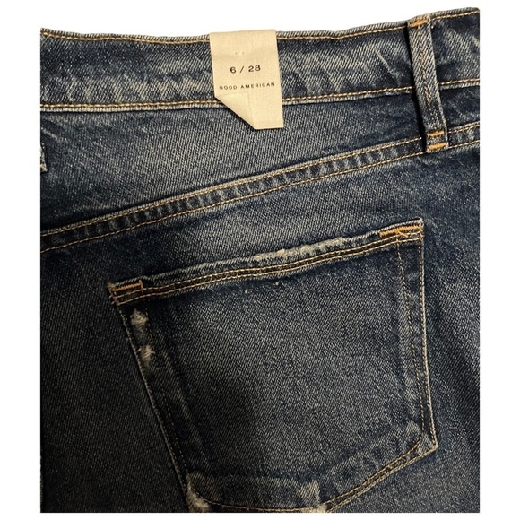 GOOD AMERICAN GOOD 90s DENIM SHORTS FRAYED HEM HI RISE SOME STRETCH SZ 6 - Picture 11 of 14